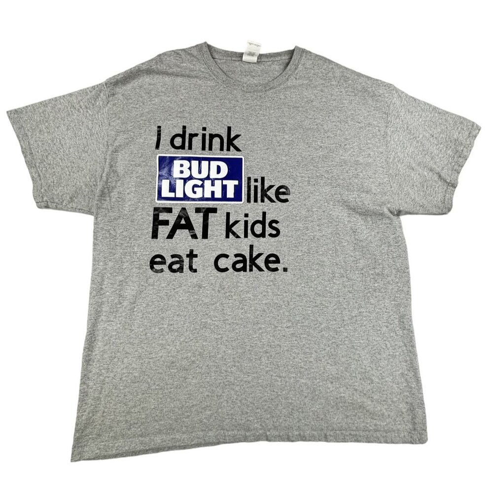 T Shirt I Drink Light Like Fat Kids Eat Cake Gildan Ultra Cotton XL Gray